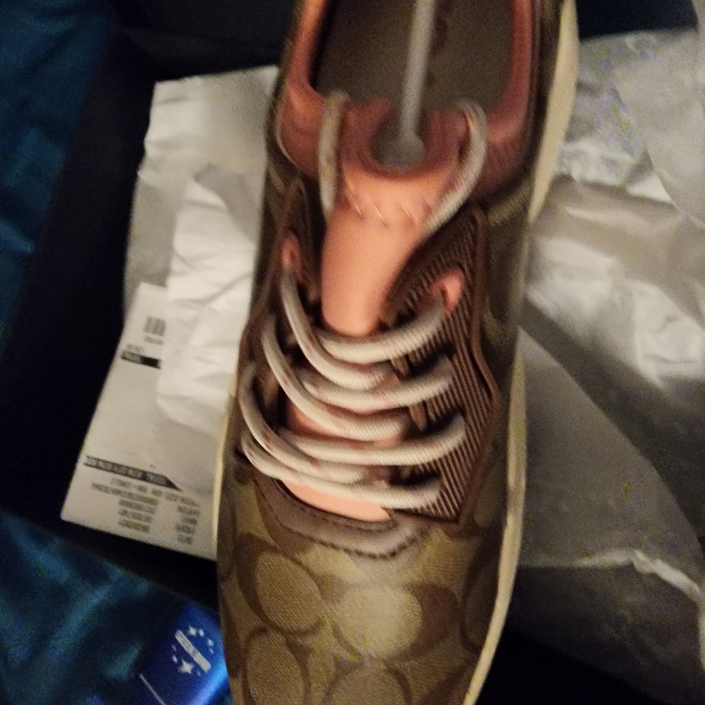 Coach Brown and Pink Athletic Shoes with Patterned Upper